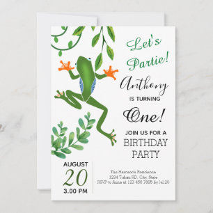 Invitación La rana fiesta de primer cumpleaños se está volvie