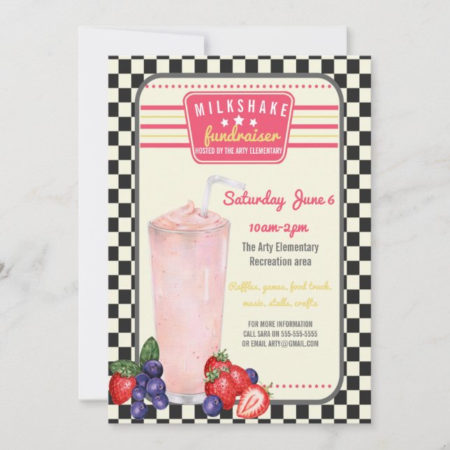 Invitación La recaudación de fondos PTA PTO PTO milkshake din (Anverso)