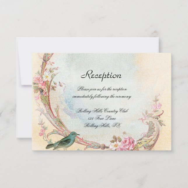 Invitación La recepción de bodas rosadas y Robin (Anverso)
