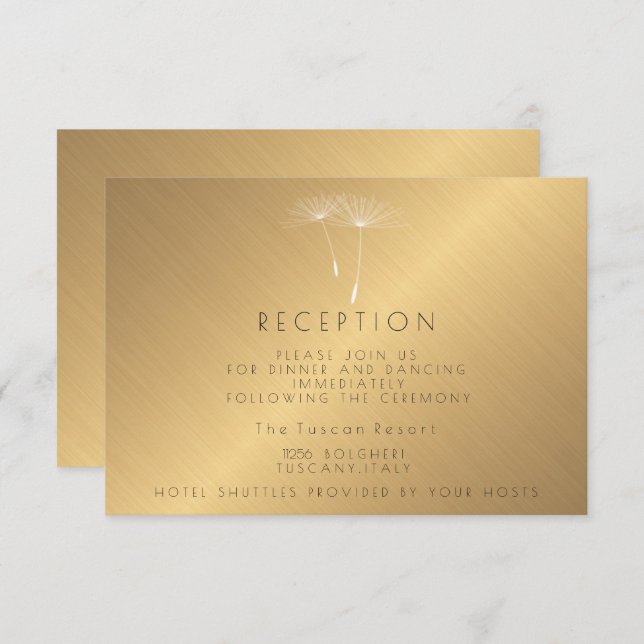 Invitación La recepción de la boda de Dandelion con textura d (Anverso / Reverso)