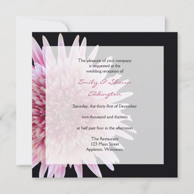Invitación La recepción de la boda de Gerbera Daisy (Anverso)