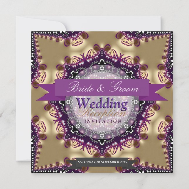 Invitación La recepción de la Boda de Oro Star Royal Purple i (Anverso)