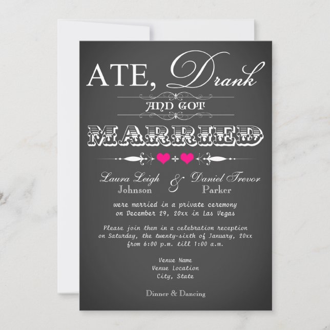 Invitación La recepción de la boda estilo Chalkboard sólo inv (Anverso)