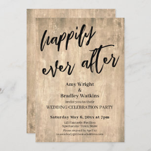 Invitación La recepción de la boda rústica en madera marrón r