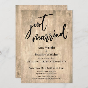 Invitación La recepción de la boda rústica en madera marrón r
