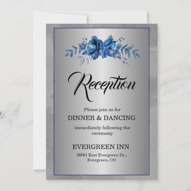 Invitación La recepción de la Soirée florida plateada (Anverso)