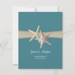 Invitación La recepción de Sand Dollar y Starfish Burlap