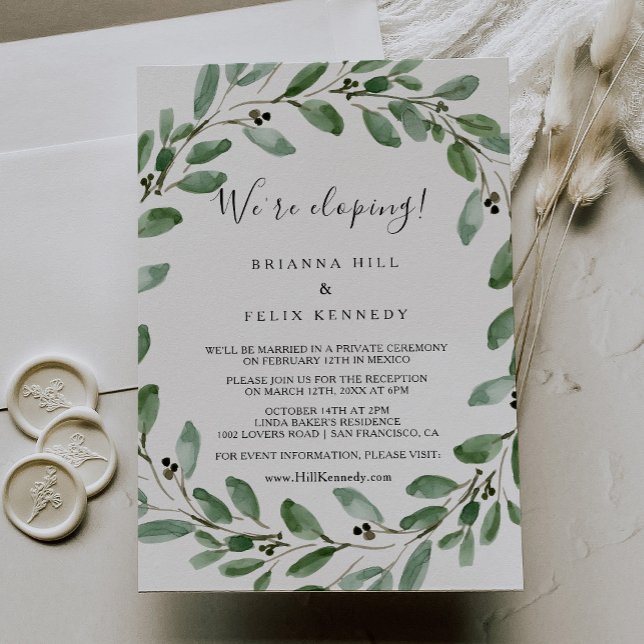 Invitación La recepción del Elopement Eucalyptus Tropical (Subido por el creador)
