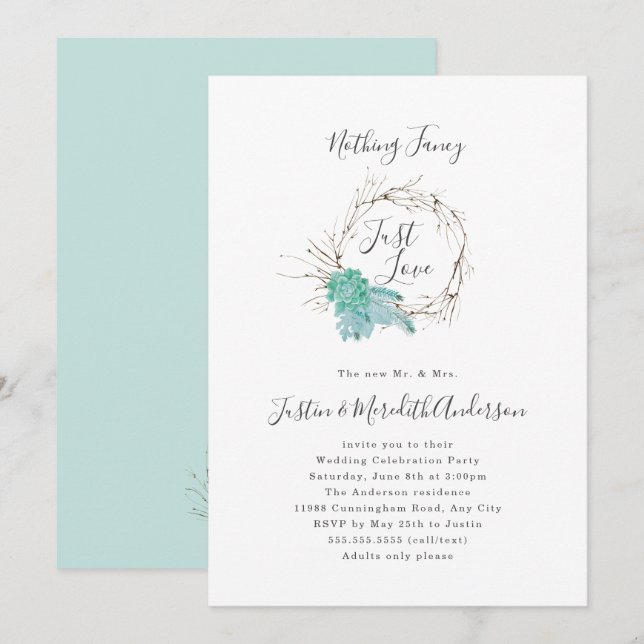 Invitación La recepción del Nothing Fancy (Anverso / Reverso)