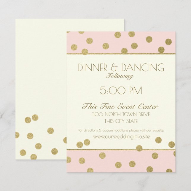 Invitación La recepción dorada de los Confetti no es marfil s (Anverso / Reverso)