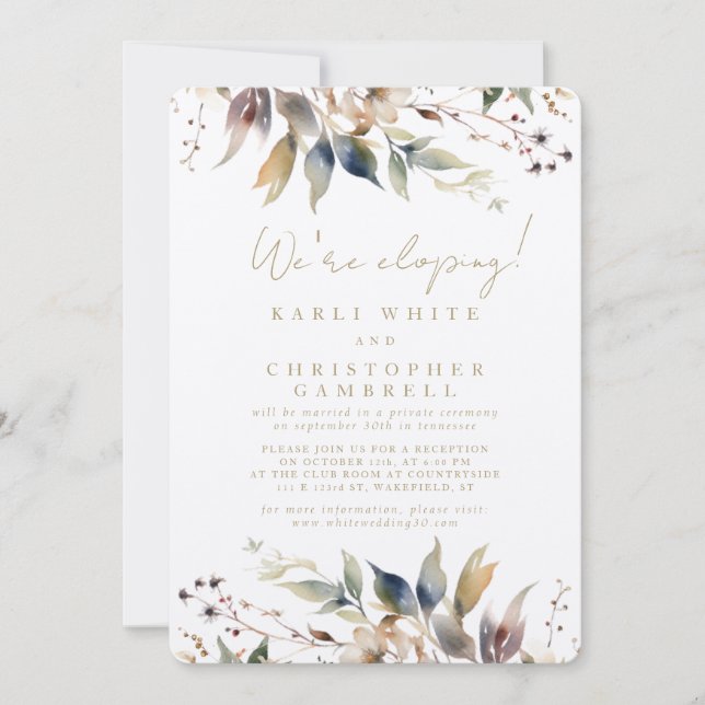 Invitación La recepción está pintada de hojas de otoño (Anverso)