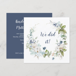 Invitación La recepción floral del invierno verde azulado y t