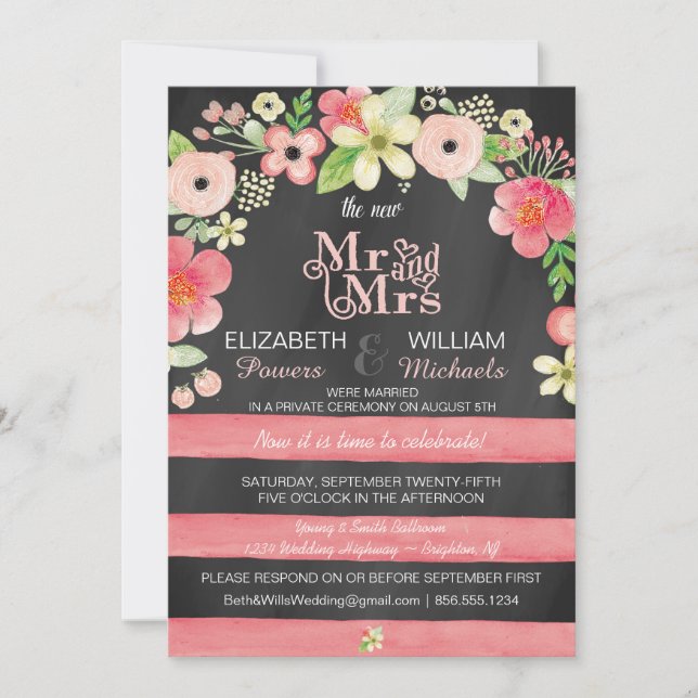 Invitación La recepción romántica de posbodas florales sólo i (Anverso)