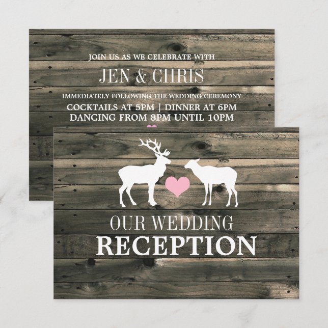 Invitación La recepción rústica de bodas y bodas de casamient (Anverso / Reverso)