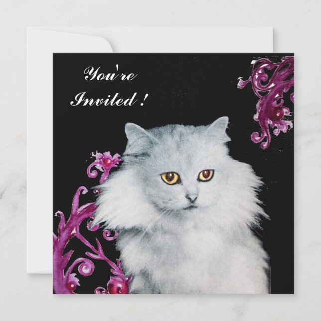 Invitación LA REINA DE LOS GATOS BLANCOS, RÚO Rojo, Negro (Anverso)