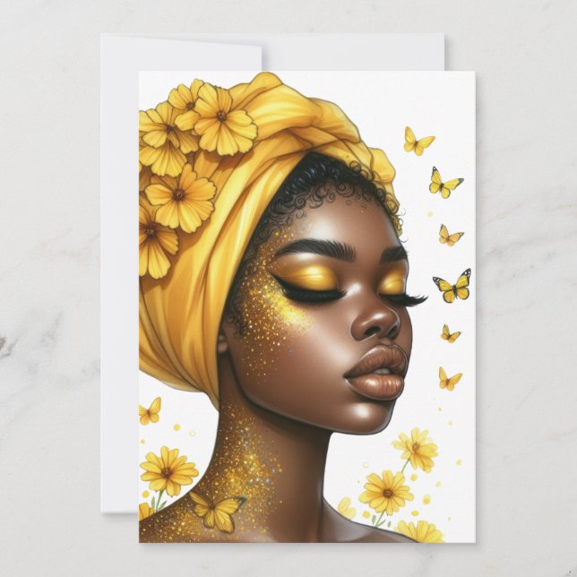 Invitación La reina negra melanina sista amor de cumpleaños (Anverso)