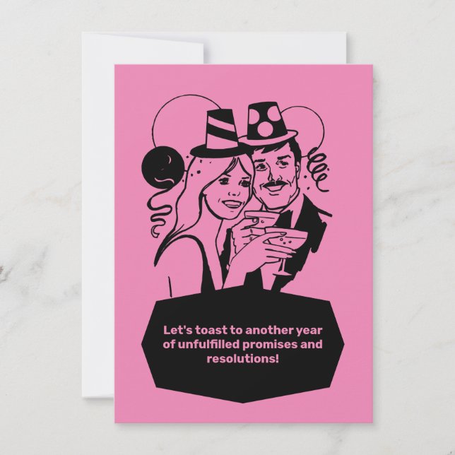 Invitación La resolución de Año Nuevo es divertida (Anverso)