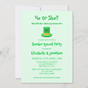 Invitación La revelación del género de Little Leprechaun
