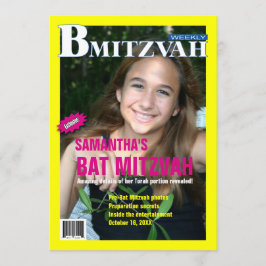 Invitación La revista Bat Mitzvah invita al amarillo rosa