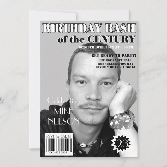 Invitación La revista blanca Bash Black Magazine cubre cualqu (Anverso)