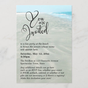 Invitación La rizada foto de agua de Sand Aqua, la moderna bo
