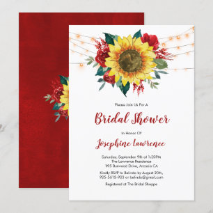 Invitación La rosa roja del girasol ilumina la ducha de novia
