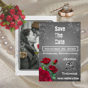 Invitación La rosa roja y la boda texturada de Grunge salvan