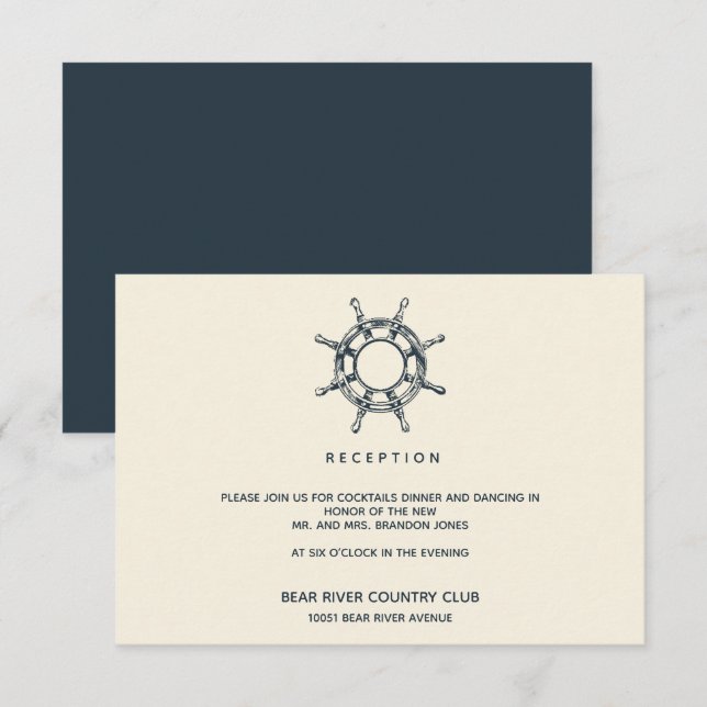 Invitación La rueda del barco | Alojamiento de la recepción d (Anverso / Reverso)