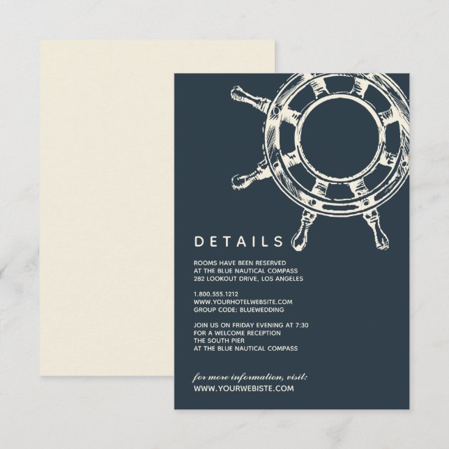 Invitación La rueda del barco azul | Detalles del invitado de (Anverso / Reverso)