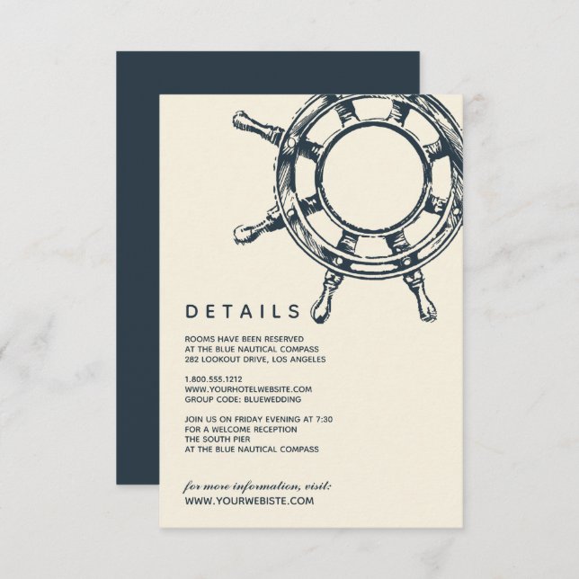 Invitación La rueda del barco azul | Detalles del invitado de (Anverso / Reverso)