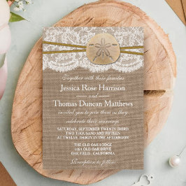 Invitación La Rustic Sand Dollar Beach Wedding