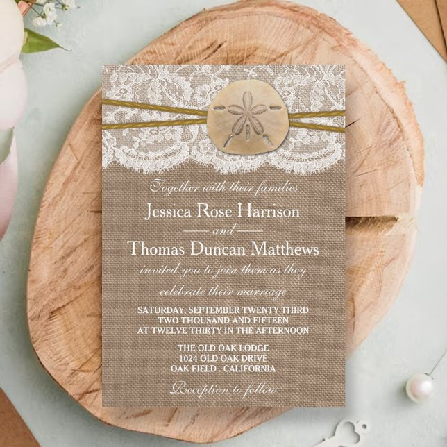 Invitación La Rustic Sand Dollar Beach Wedding (Subido por el creador)