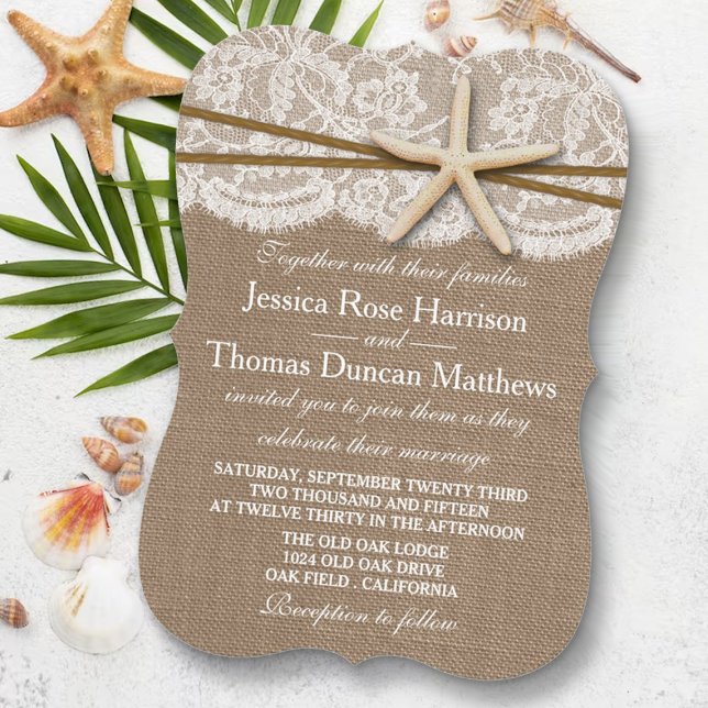 Invitación La Rustic Starfish Beach Wedding (Subido por el creador)