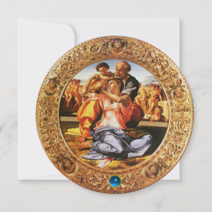 Invitación LA SAGRADA FAMILIA NAVIDADES FIESTA Gema de zafiro