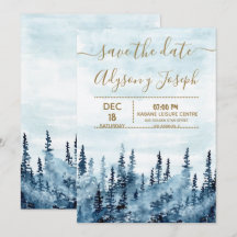 La Save The Date de Acuarela del Bosque Azul