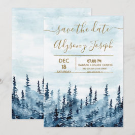 Invitación La Save The Date de Acuarela del Bosque Azul