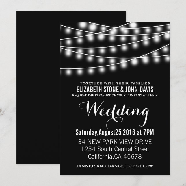 Invitación La secuencia de la boda del verano enciende diseño (Anverso / Reverso)