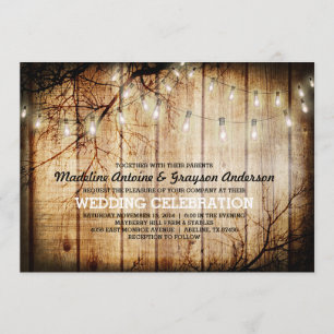 Invitación La secuencia enciende la boda de madera del