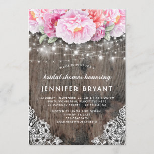 Invitación La secuencia floral rosada enciende la ducha