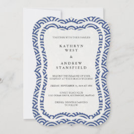 Invitación La Seigaiha japonesa ondea una elegante boda playe