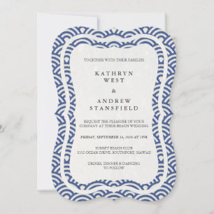Invitación La Seigaiha japonesa ondea una elegante boda playe