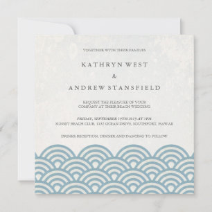 Invitación La Seigaiha japonesa ondea una elegante boda playe