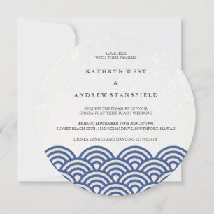 Invitación La Seigaiha japonesa ondea una elegante boda playe