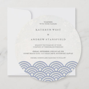 Invitación La Seigaiha japonesa ondea una elegante boda playe