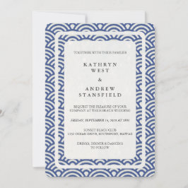 Invitación La Seigaiha japonesa ondea una elegante boda playe