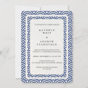 Invitación La Seigaiha japonesa ondea una elegante boda playe