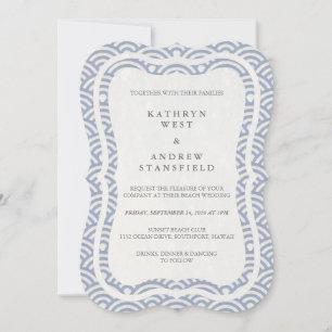 Invitación La Seigaiha japonesa ondea una elegante boda playe