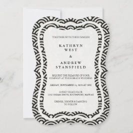 Invitación La Seigaiha japonesa ondea una elegante boda playe