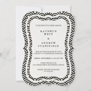 Invitación La Seigaiha japonesa ondea una elegante boda playe