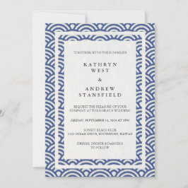 Invitación La Seigaiha japonesa ondea una elegante boda playe